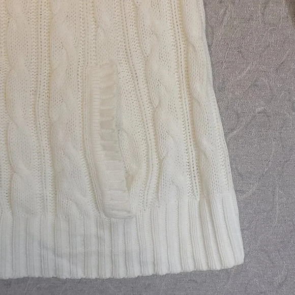 Liz Claiborne White  Long Sleeve Cable Knit Pullover Sweater Size Large - Picture 8 of 12